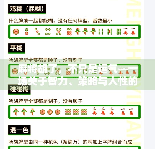 麻将胡了,不只是运气—一场关于智力、策略与人性的博弈 麻将胡了,不只是运气—一场关于智力、策略与人性的博弈
