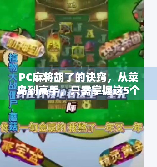 PC麻将胡了的诀窍,从菜鸟到高手,只需掌握这5个核心技巧!